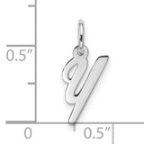 Small Script Initial Y Charm Pendant in Real 10k White Gold