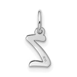Small Script Initial Z Charm Pendant in Real 10k White Gold