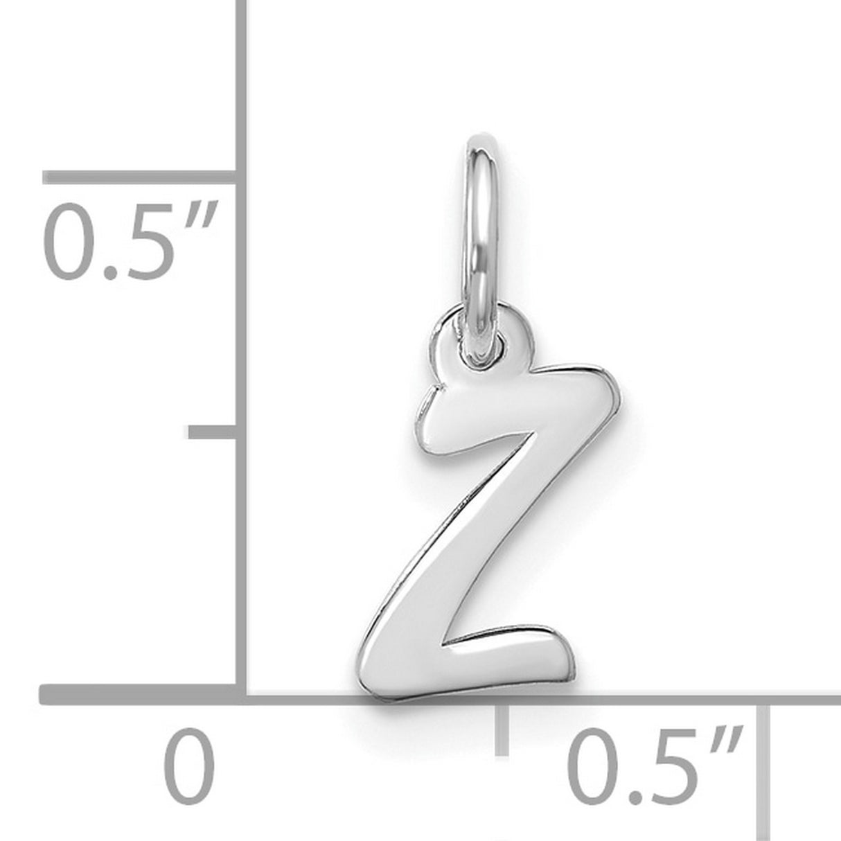 Small Script Initial Z Charm Pendant in Real 10k White Gold