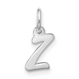 Small Script Initial Z Charm Pendant in Real 10k White Gold