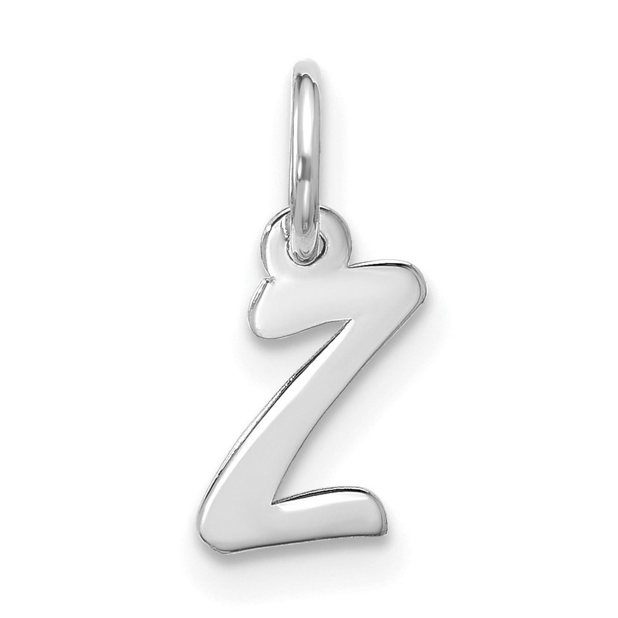 Small Script Initial Z Charm Pendant in Real 10k White Gold