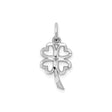 10k White Gold Four Leaf Clover Pendant with Heart Shaped Leaves, Irish Luck Charm for Women