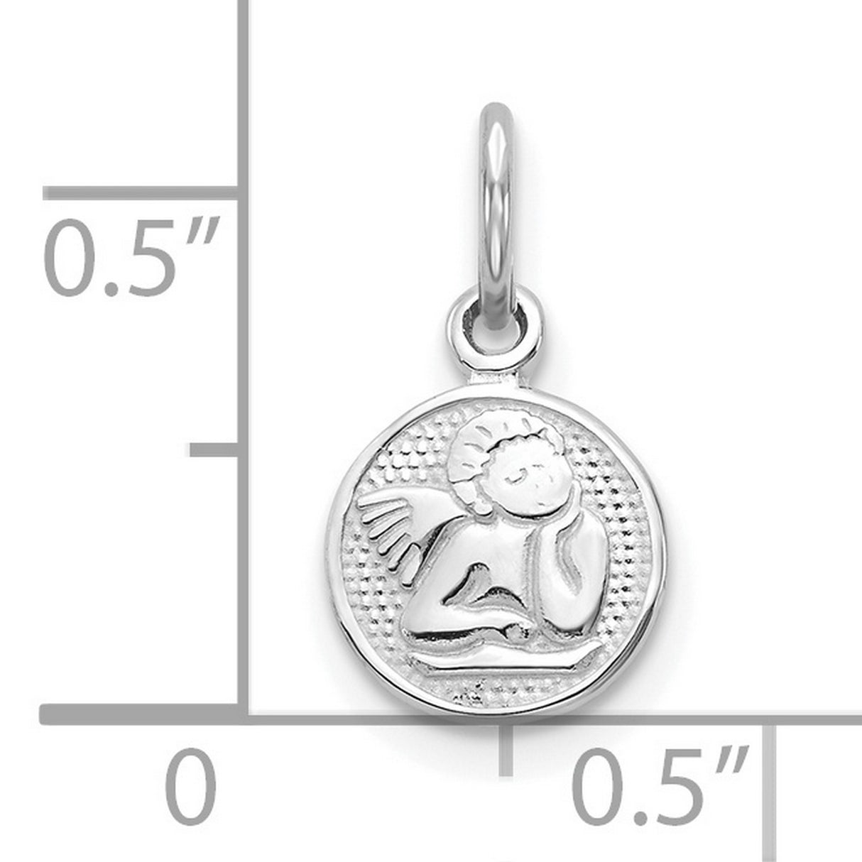 Angel Charm Pendant in Real 10k White Gold