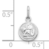 Angel Charm Pendant in Real 10k White Gold