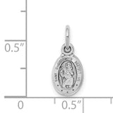 Solid Oval Five Star Saint Christopher Protect Us Words Charm Pendant in Real 10k White Gold