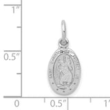 Saint Christopher Protect Us Words Charm Pendant in Real 10k White Gold