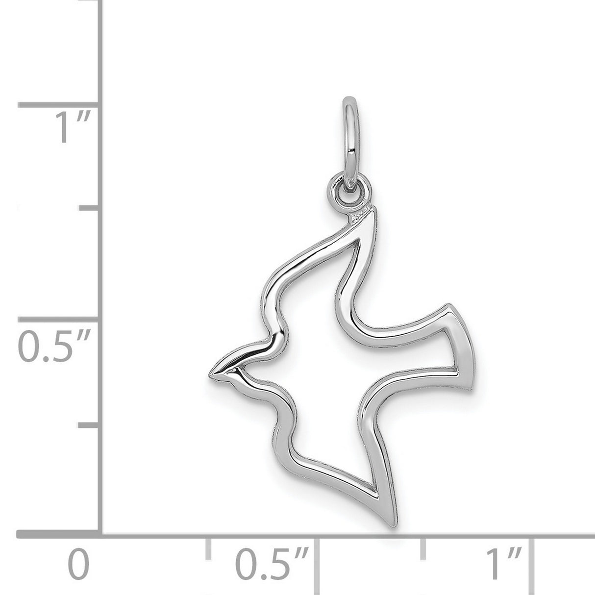 10k White Gold Dove Pendant, Open Outline Christian Symbol of Peace and Holy Spirit for Women