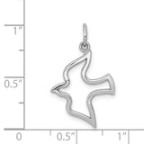 10k White Gold Dove Pendant, Open Outline Christian Symbol of Peace and Holy Spirit for Women