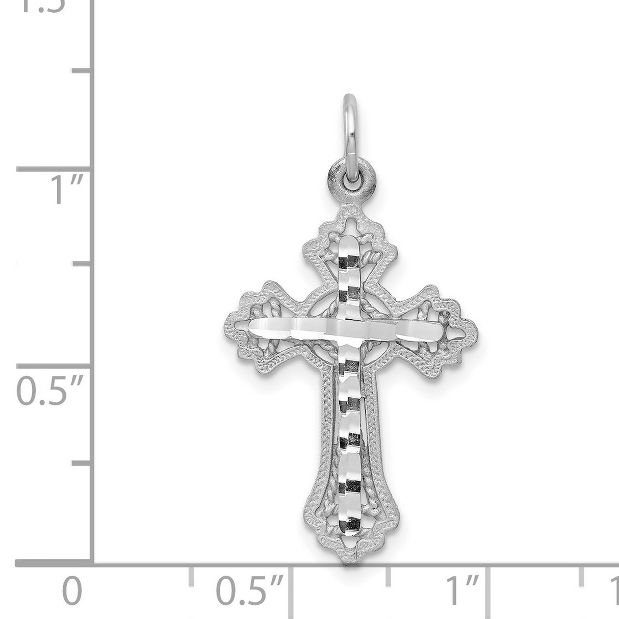 Diamond-Cut CROSS Charm Pendant in Real 10k White Gold