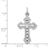 Diamond-Cut CROSS Charm Pendant in Real 10k White Gold