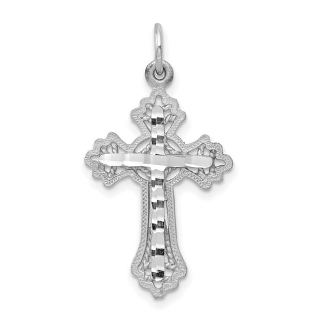 Diamond-Cut CROSS Charm Pendant in Real 10k White Gold