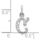 Diamond-cut Initial C Charm Pendant in Real 10k White Gold