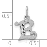 10k White Gold Pendant, Old English Letter R Alphabet Charm, Unisex Initial Jewelry