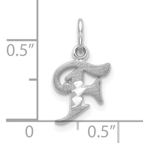 10k White Gold Initial F Pendant, Polished and Textured Monogram Letter Charm