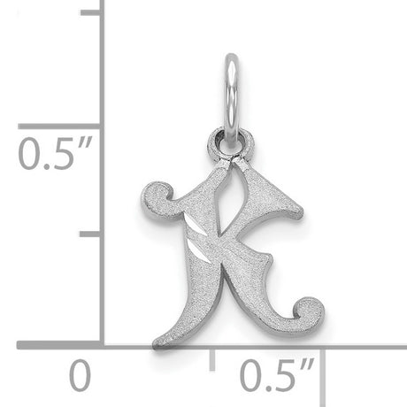 10k White Gold Initial K Pendant, Script Letter Charm, Monogram Jewelry for Women