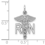 10k White Gold RN Pendant with Caduceus Symbol, Registered Nurse Medical Charm