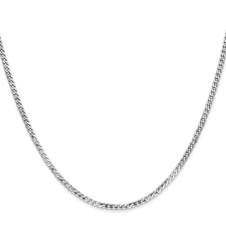 10K White Gold 2.2 mm Curb Chain Necklace, Polished