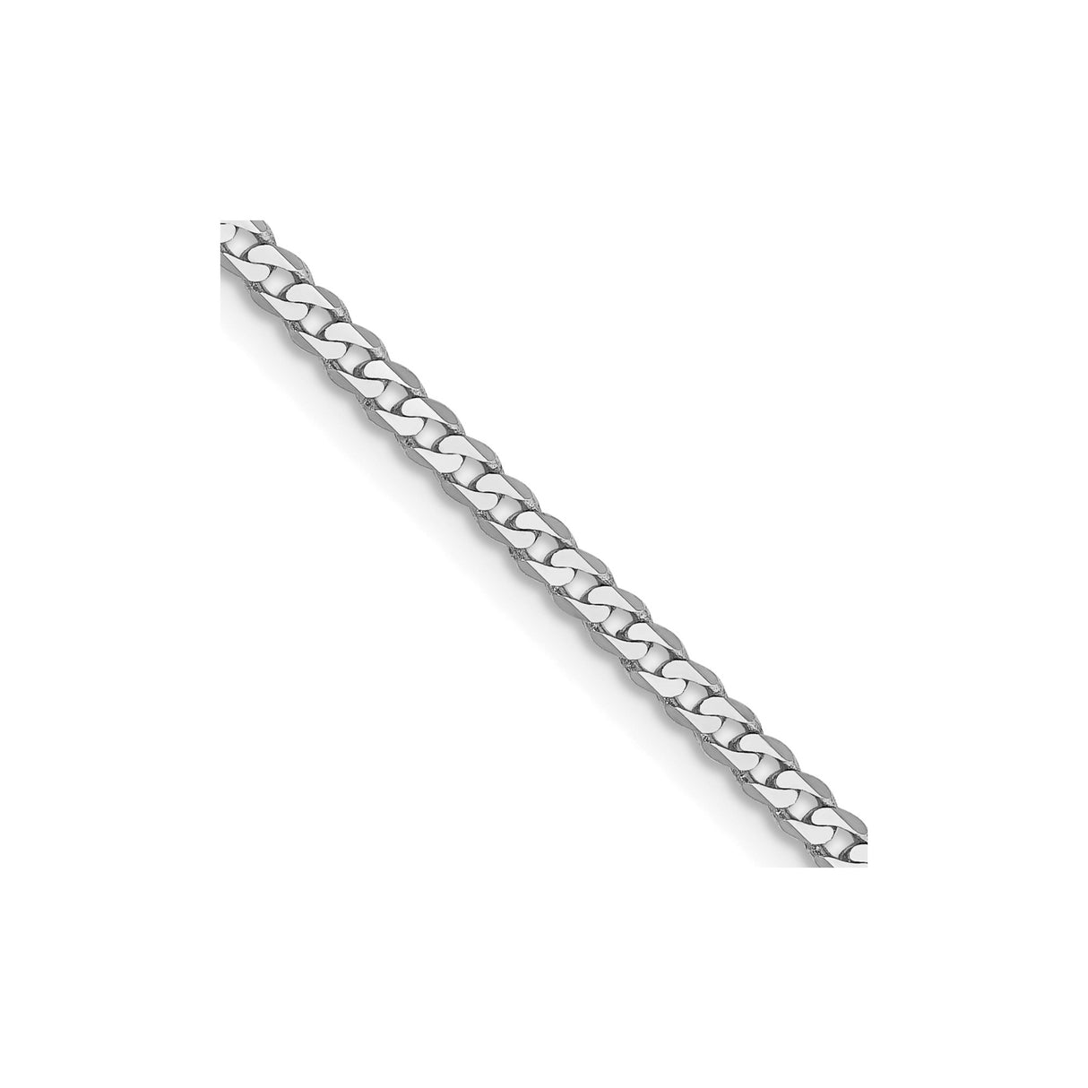 10K White Gold 2.2 mm Curb Chain Necklace, Polished detail view