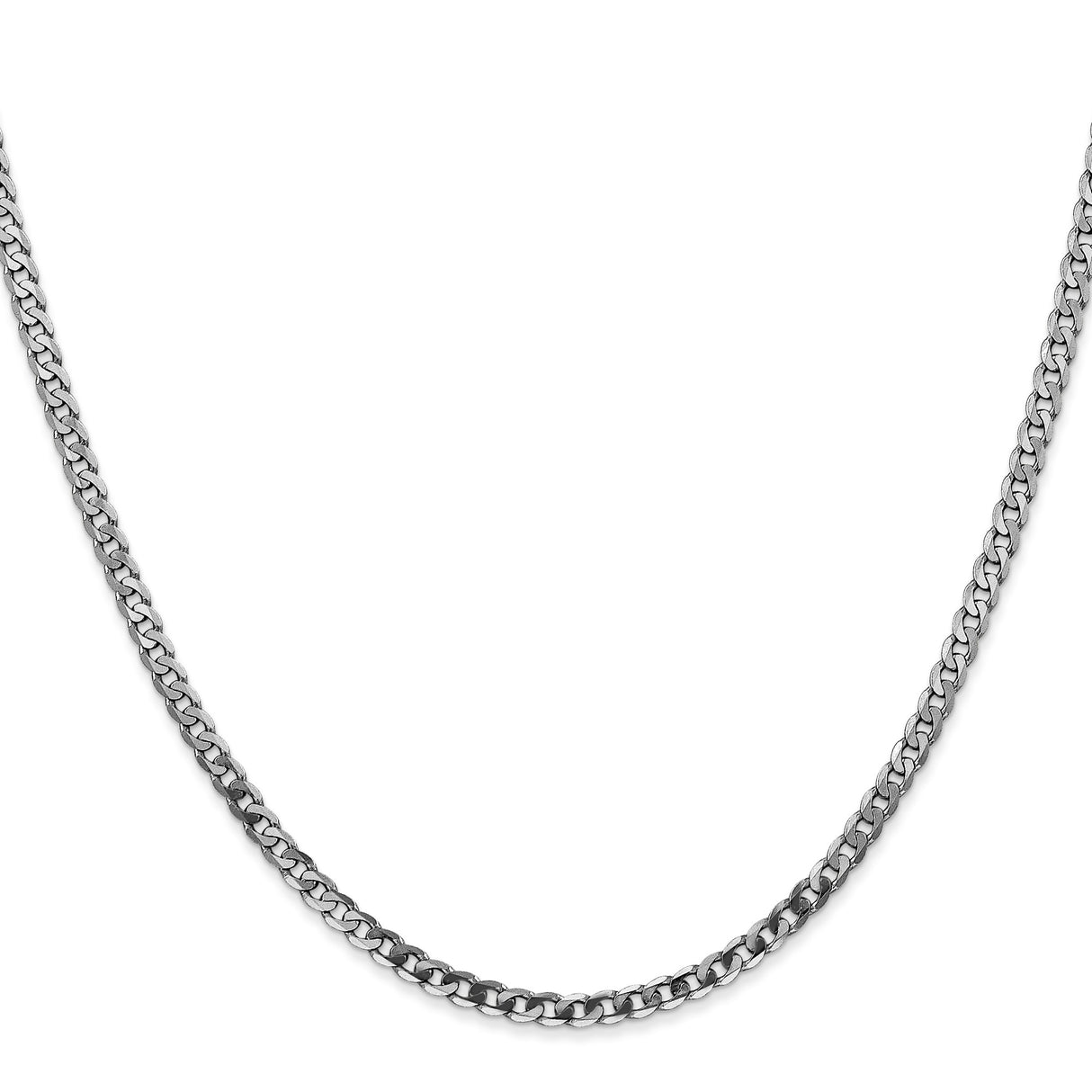 10K White Gold 2.9 mm Curb Chain Necklace, Polished