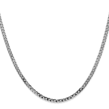 10K White Gold 2.9 mm Curb Chain Necklace, Polished