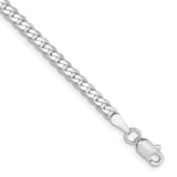 10K White Gold 2.9 mm Curb Chain Bracelet, Polished shown for scale