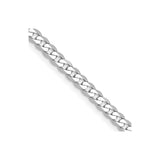 10K White Gold 2.9 mm Curb Chain Necklace, Polished detail view