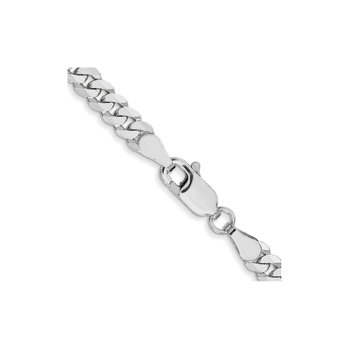 10K White Gold 3.9 mm Curb Chain Necklace, Polished alternate angle