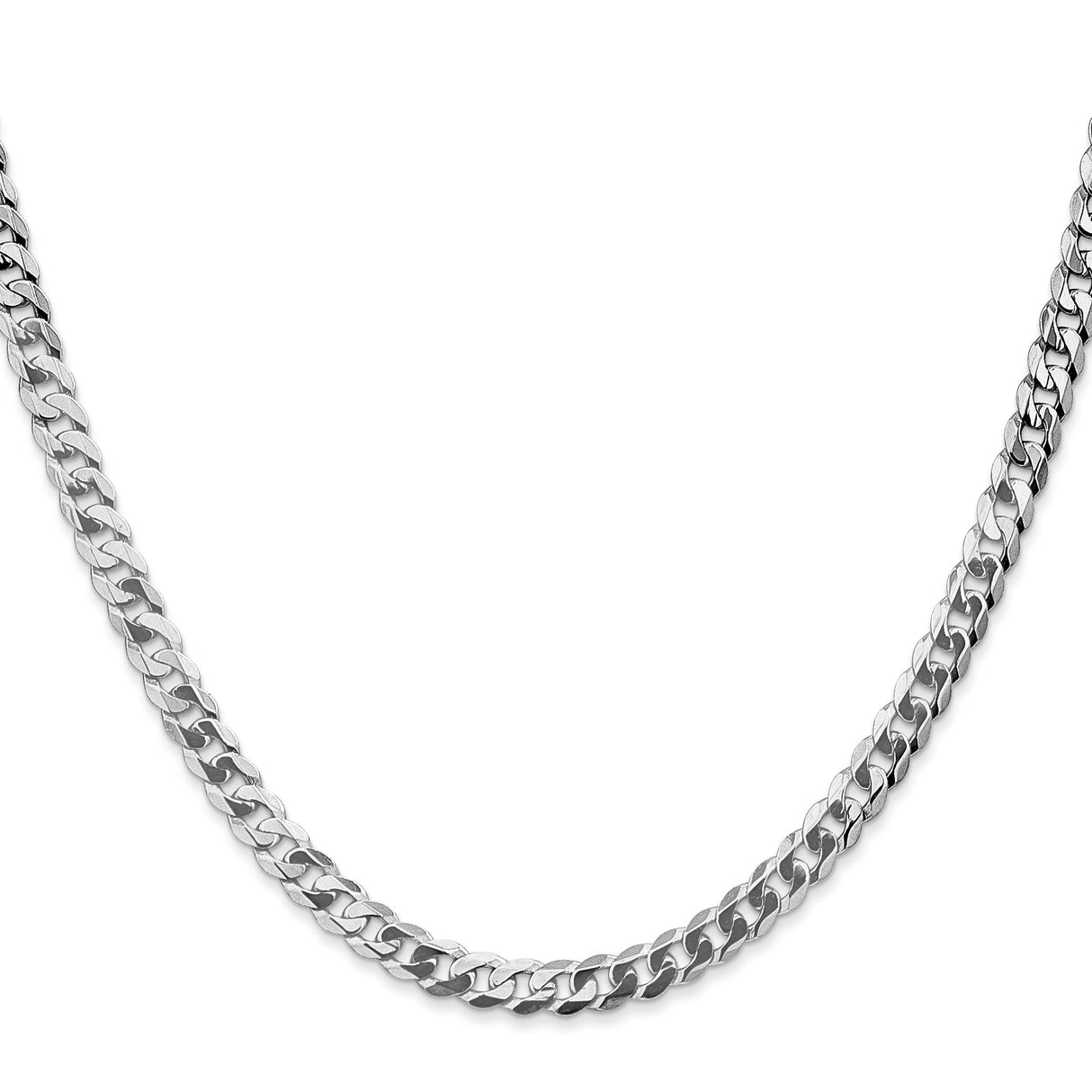10K White Gold 4.75 mm Curb Chain Necklace, Polished