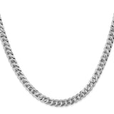 10K White Gold 5.75 mm Curb Chain Necklace, Polished