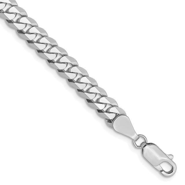 10K White Gold 5.75 mm Curb Chain Bracelet, Polished shown for scale