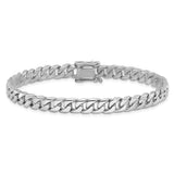 10K White Gold 6.8 mm Curb Chain Anklet, Polished alternate angle