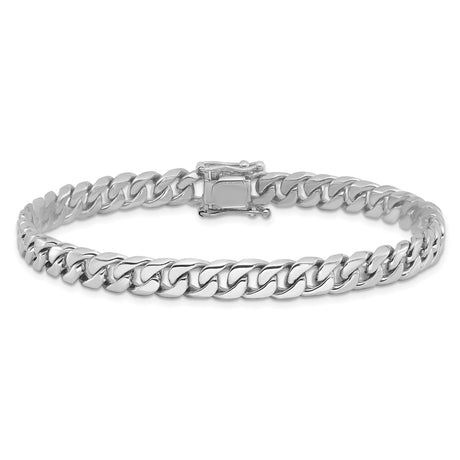 10K White Gold 6.8 mm Curb Chain Anklet, Polished alternate angle