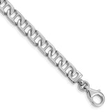 10K White Gold 6.5 mm Polished Chain Bracelet, Solid shown for scale