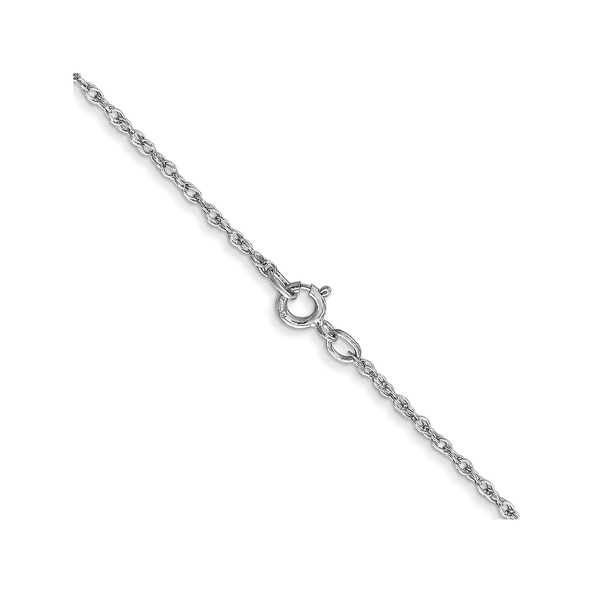 10K White Gold 0.8 mm Rope Chain Necklace, Polished alternate angle