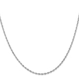 10K White Gold 1.85 mm Rope Chain Necklace, Polished