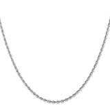 10K White Gold 2 mm Rope Chain Necklace, Polished