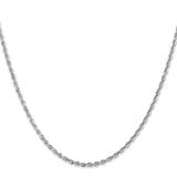 10K White Gold 2.25 mm Rope Chain Necklace, Polished