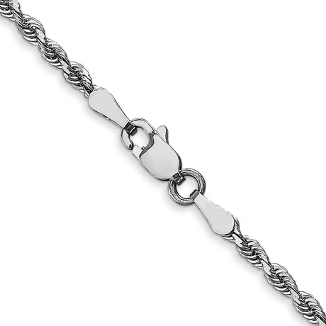 10K White Gold 2.25 mm Rope Chain Necklace, Polished alternate angle