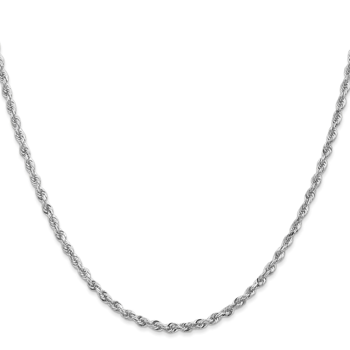10K White Gold 2.75 mm Rope Chain Necklace, Polished