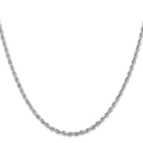 10K White Gold 2.75 mm Rope Chain Necklace, Polished
