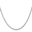 10K White Gold 3 mm Rope Chain Necklace, Polished