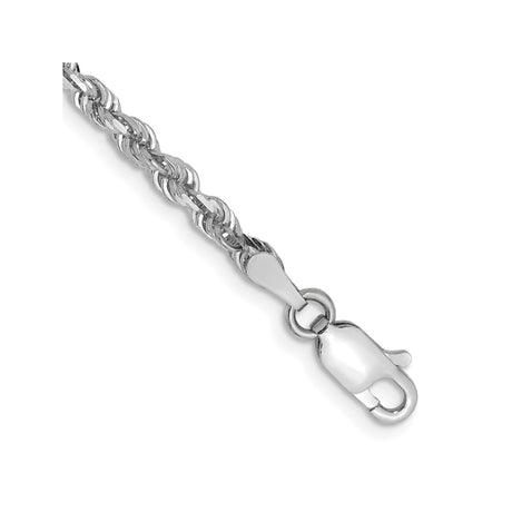 10K White Gold 3 mm Rope Chain Bracelet, Polished