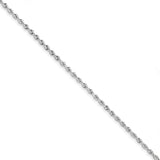 10K White Gold 3 mm Rope Chain Bracelet, Polished shown for scale