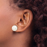 10k Yellow Gold Stud Earrings with White Cultured Freshwater Pearls, Classic Design