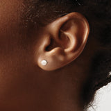 10k Yellow Gold Stud Earrings with Round White Cultured Pearls, Classic Elegant Design for Women