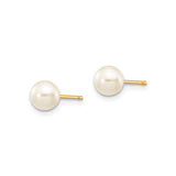 10k Yellow Gold Pearl Stud Earrings, White Cultured Freshwater Pearls, Classic Minimal Style