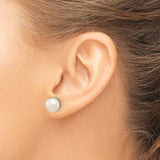 10k Yellow Gold Pearl Stud Earrings with White Round Freshwater Cultured Pearls, Classic Design