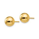 10k Yellow Gold Ball Stud Earrings, Polished Round Minimalist Design for Women