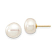 10k Yellow Gold Stud Earrings with Freshwater Cultured Pearl, Classic Round Design for Women