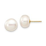 10k Yellow Gold Stud Earrings with Freshwater Cultured Pearl, Classic Round Design for Women